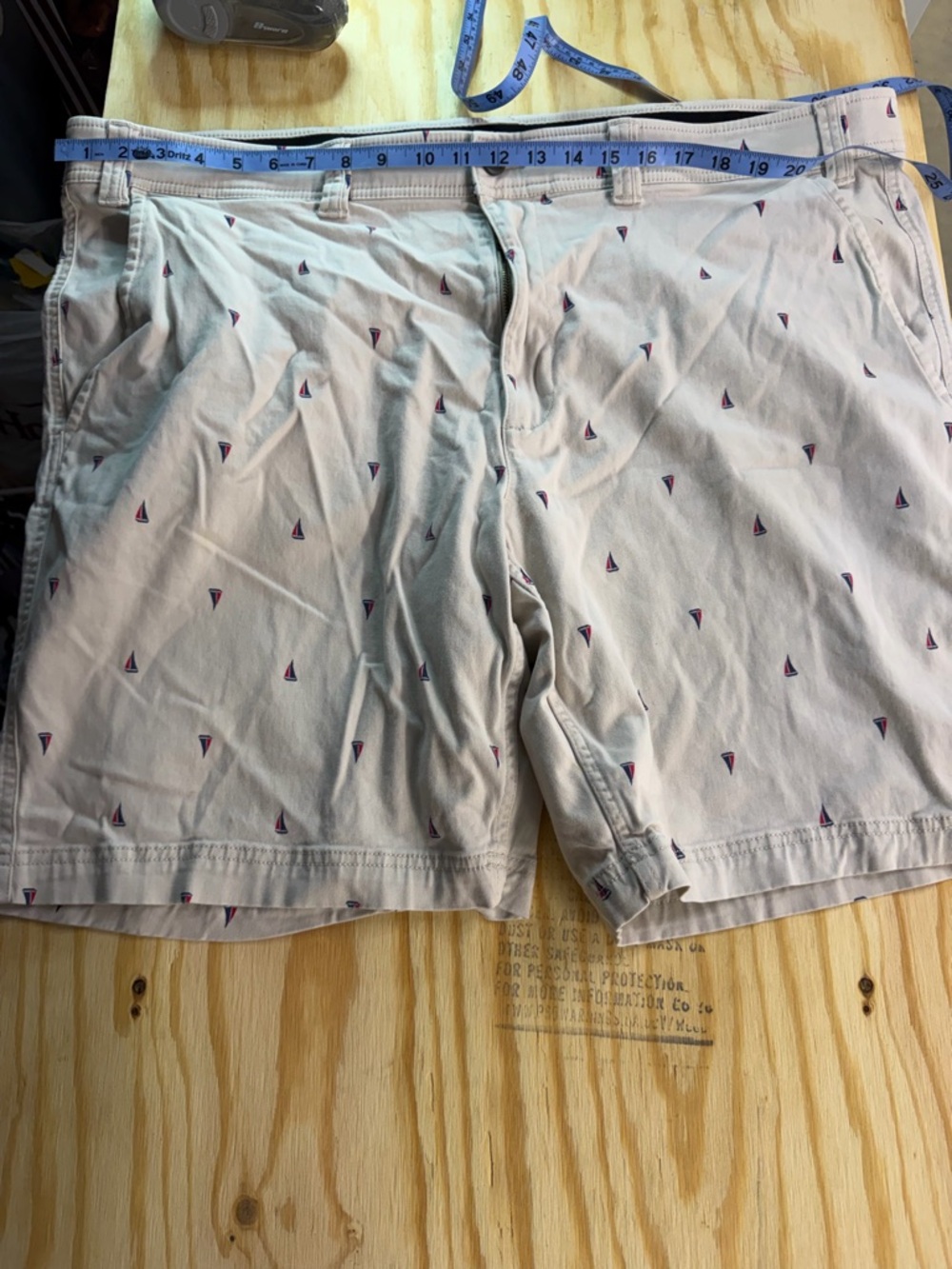 The Foundry‎ Supply Co Shorts Mens 48 Khaki Sailboat Print Chino Big Tall